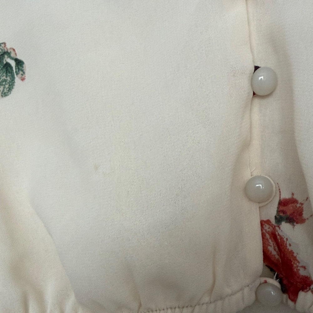 Wilfred Cream Floral V-Neck Button Crop Top - Sz. Small (minor marks see pics) - Picture 3 of 6